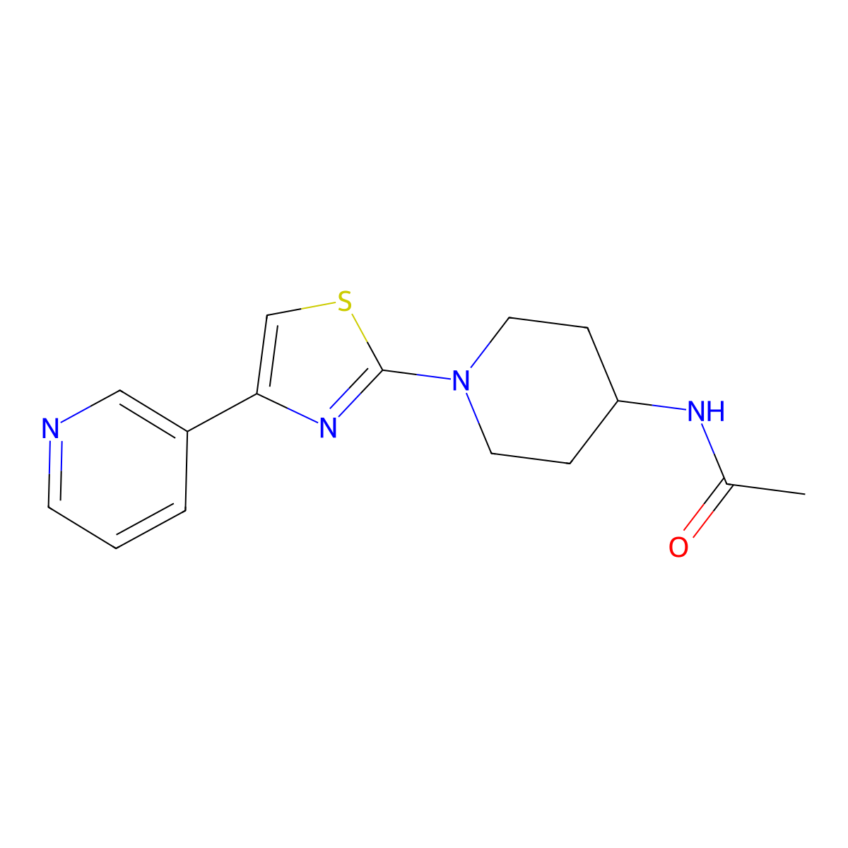 N-(1-(4-(pyridin-3-yl)thiazol-2-yl)piperidin-4-yl)acetamide molecular structure, CAS 1798529-14-2