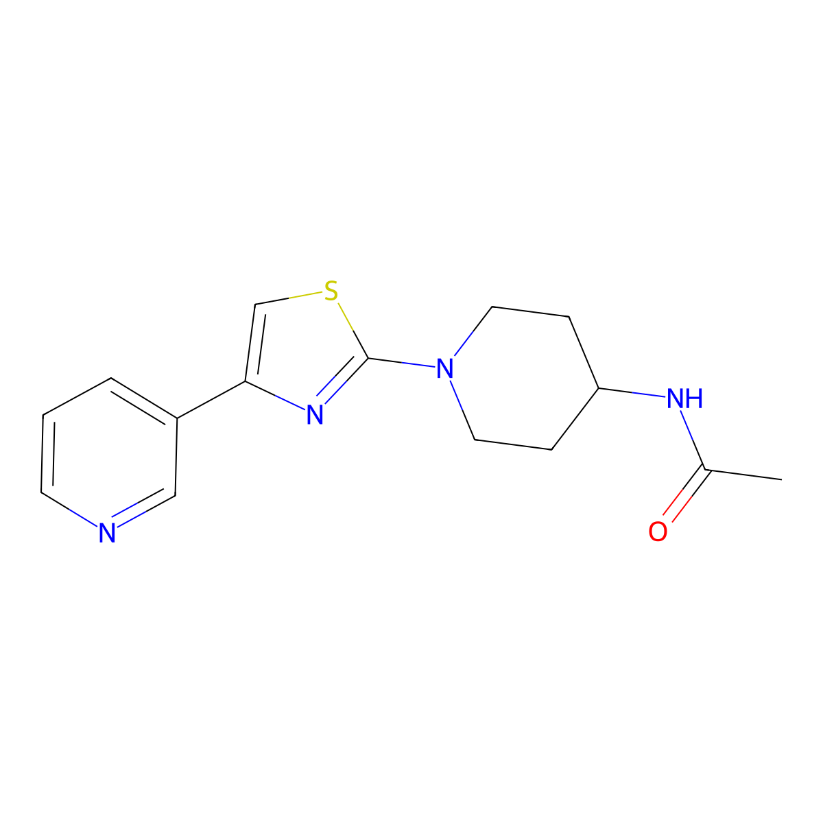 N-(1-(4-(pyridin-3-yl)thiazol-2-yl)piperidin-4-yl)acetamide molecular structure, CAS 1798529-14-2