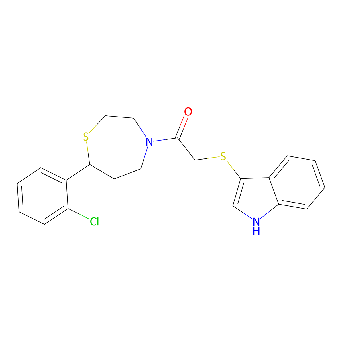 2-((1H-indol-3-yl)thio)-1-(7-(2-chlorophenyl)-1,4-thiazepan-4-yl)ethanone molecular structure, CAS 1798529-17-5