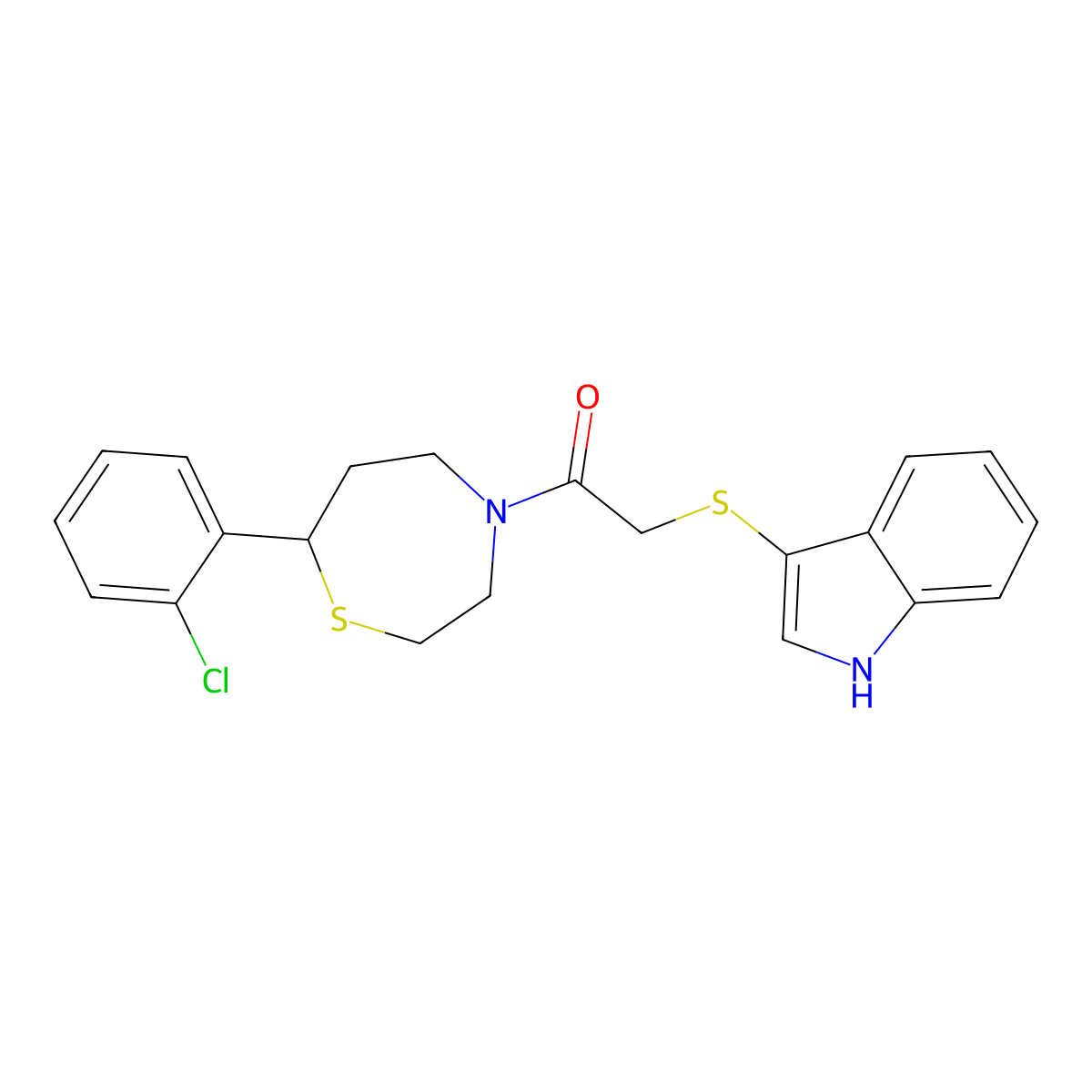 2-((1H-indol-3-yl)thio)-1-(7-(2-chlorophenyl)-1,4-thiazepan-4-yl)ethanone molecular structure, CAS 1798529-17-5