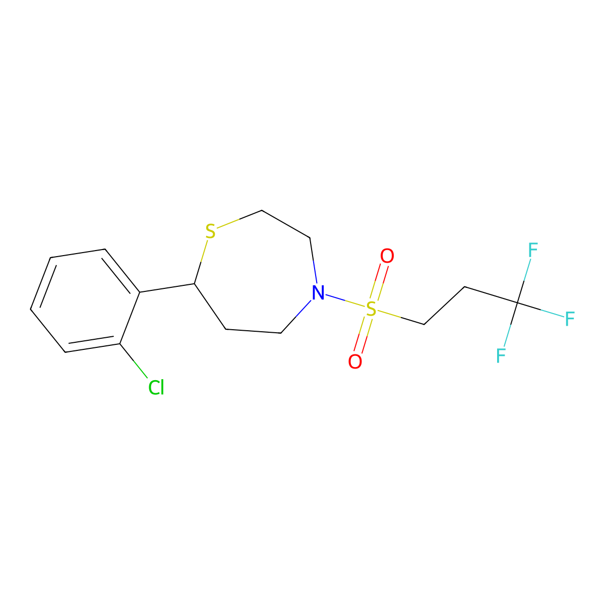 7-(2-Chlorophenyl)-4-((3,3,3-trifluoropropyl)sulfonyl)-1,4-thiazepane molecular structure, CAS 1798529-19-7
