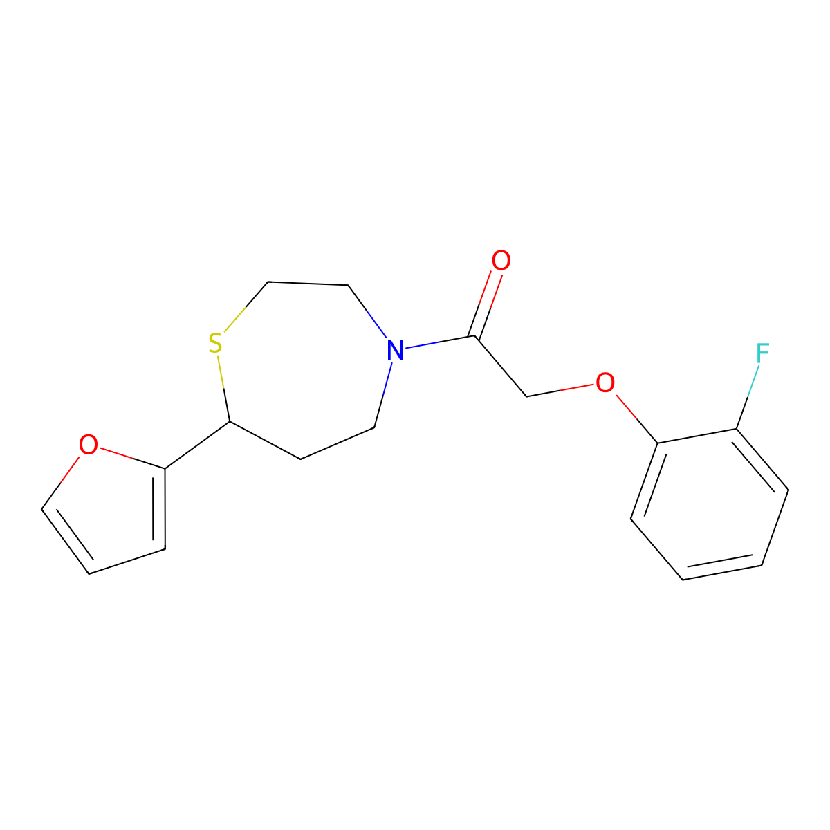 2-(2-Fluorophenoxy)-1-(7-(furan-2-yl)-1,4-thiazepan-4-yl)ethanone molecular structure, CAS 1798529-23-3