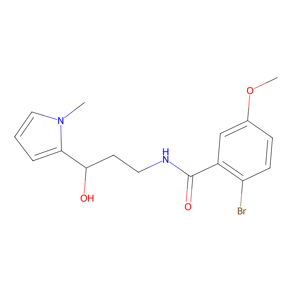 2-bromo-N-(3-hydroxy-3-(1-methyl-1H-pyrrol-2-yl)propyl)-5-methoxybenzamide molecular structure, CAS 1798530-09-2