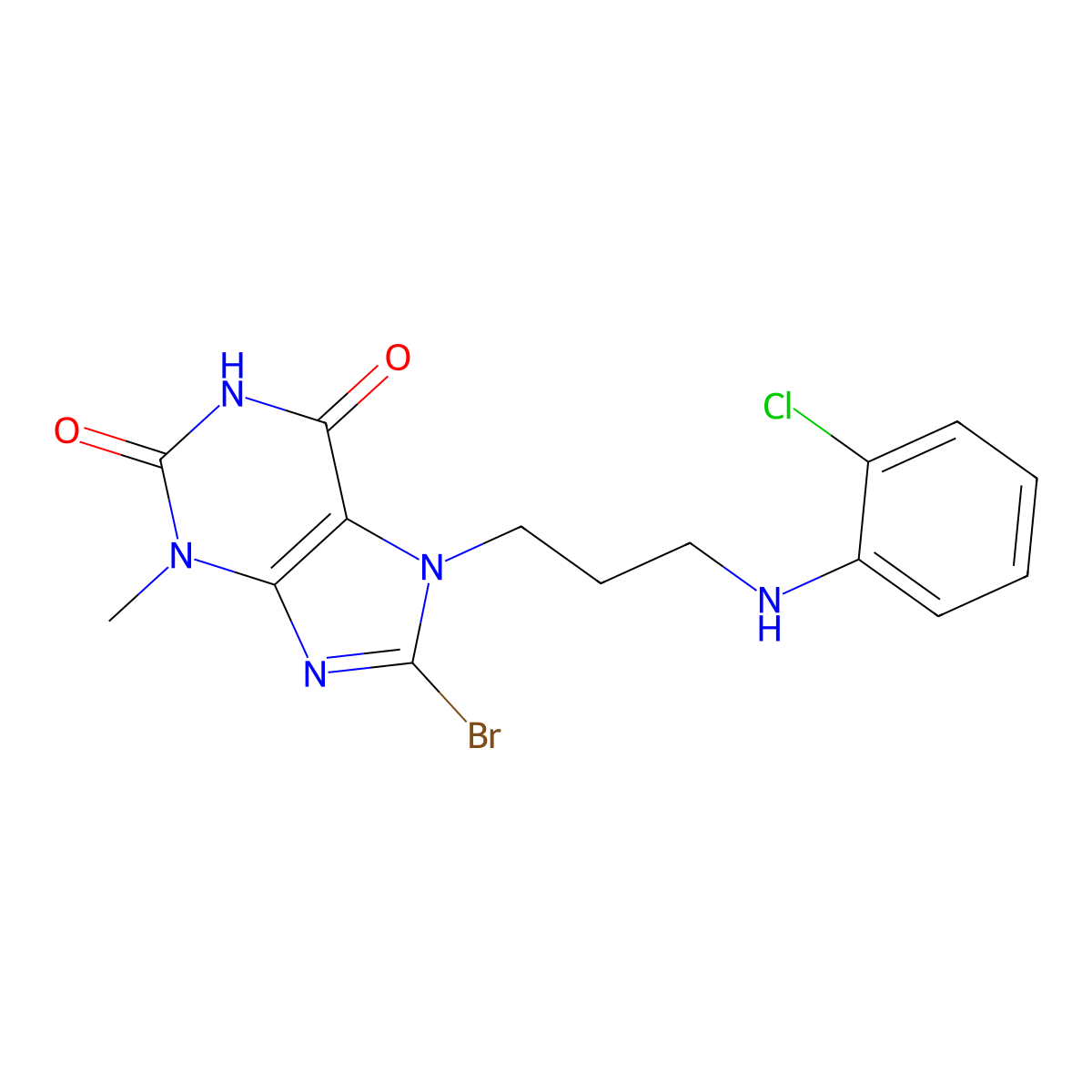 8-Bromo-7-[3-(2-chloroanilino)propyl]-3-methylpurine-2,6-dione molecular structure, CAS 1798530-81-0