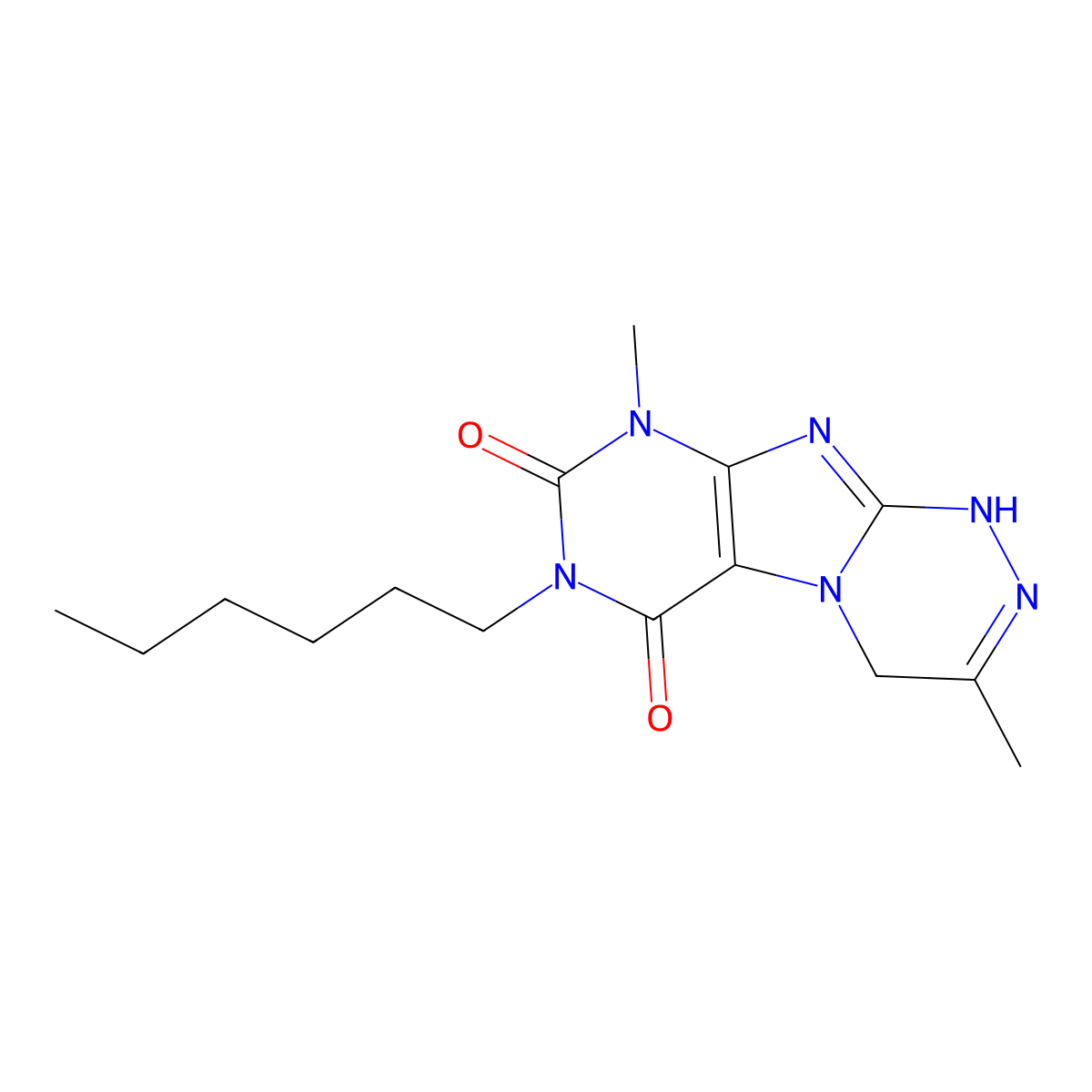 7-Hexyl-3,9-dimethyl-1,4-dihydropurino[8,7-c][1,2,4]triazine-6,8-dione molecular structure, CAS 1798530-89-8