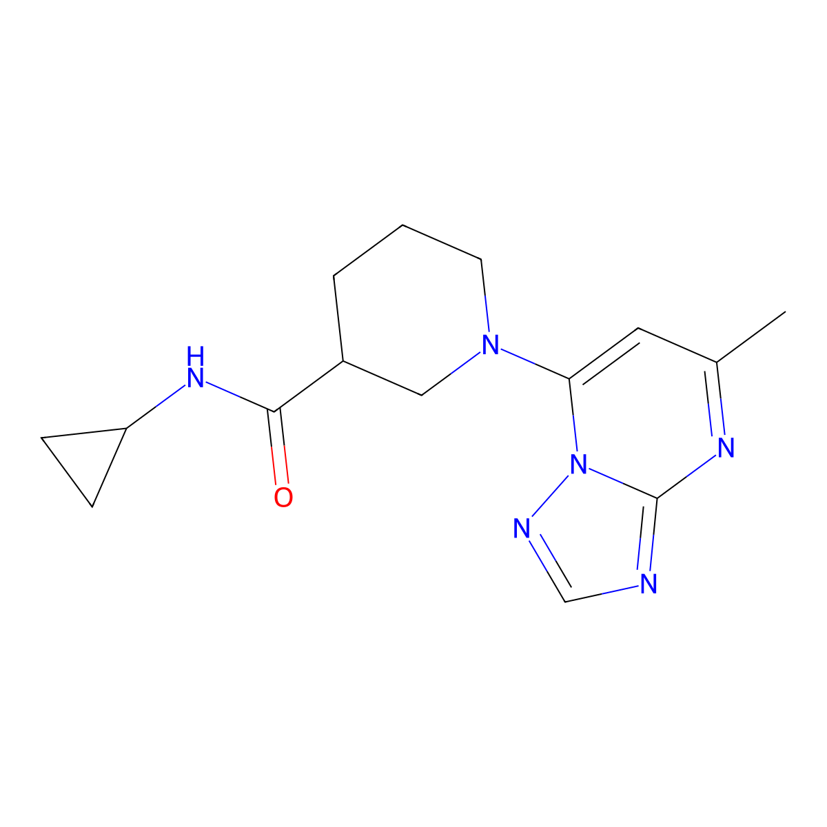 N-cyclopropyl-1-{5-methyl-[1,2,4]triazolo[1,5-a]pyrimidin-7-yl}piperidine-3-carboxamide molecular structure, CAS 1798536-34-1