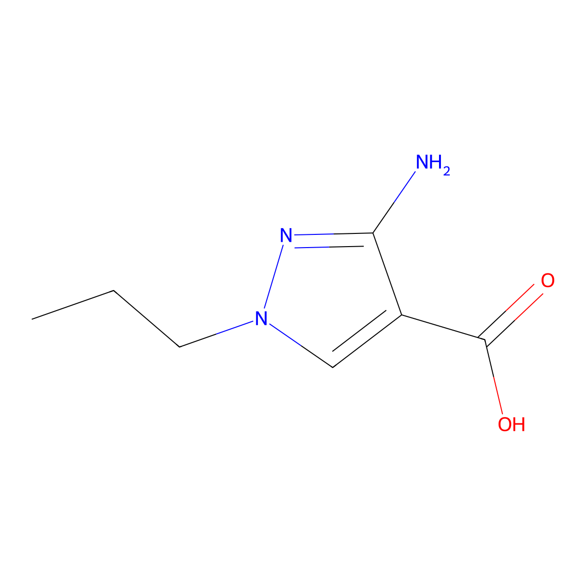 3-amino-1-propyl-1H-pyrazole-4-carboxylic acid molecular structure, CAS 1798536-53-4