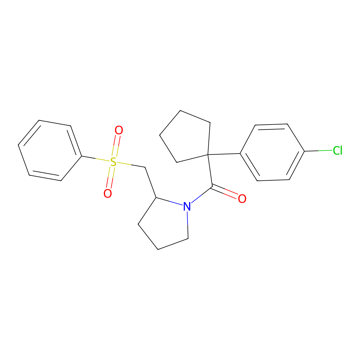 (1-(4-Chlorophenyl)cyclopentyl)(2-((phenylsulfonyl)methyl)pyrrolidin-1-yl)methanone molecular structure, CAS 1798537-45-7