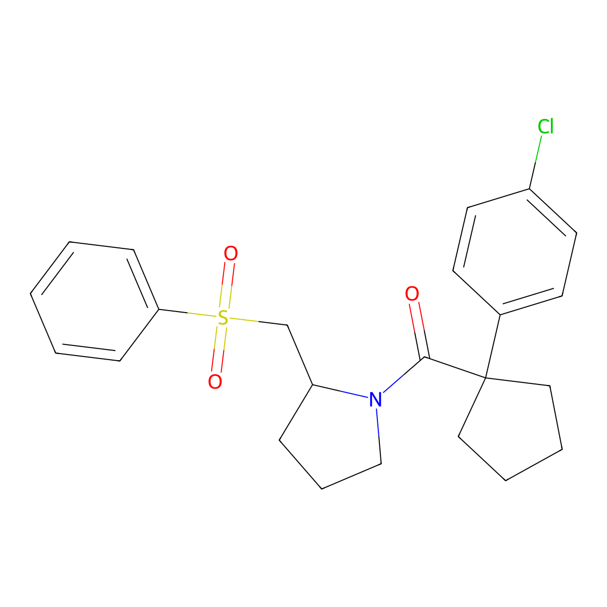 (1-(4-Chlorophenyl)cyclopentyl)(2-((phenylsulfonyl)methyl)pyrrolidin-1-yl)methanone molecular structure, CAS 1798537-45-7