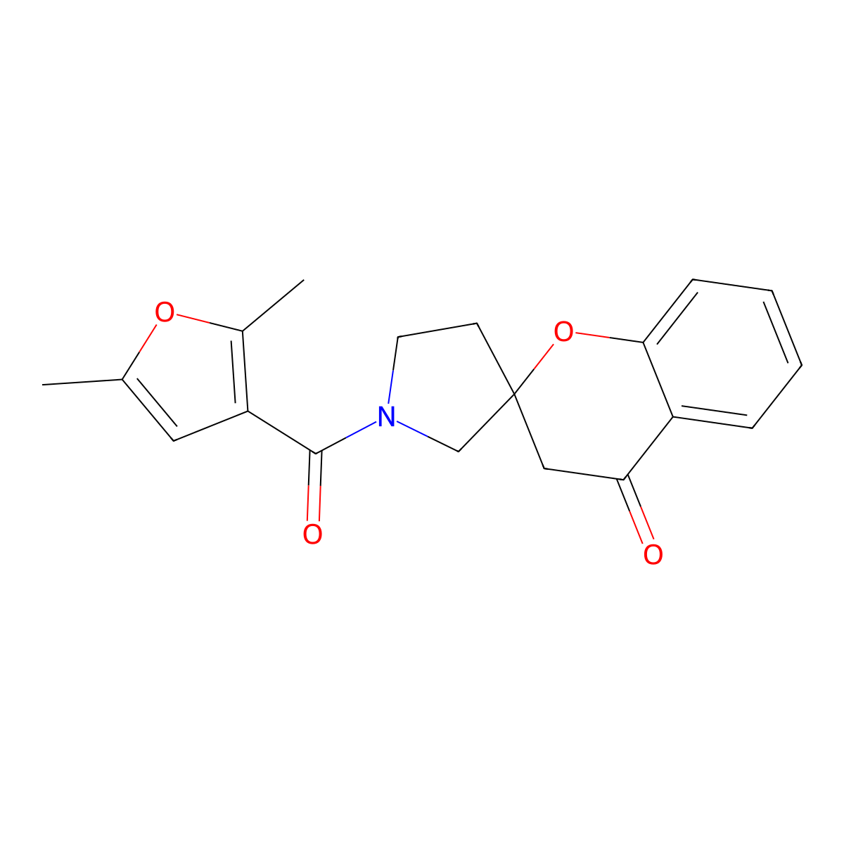 1'-(2,5-Dimethylfuran-3-carbonyl)-3,4-dihydrospiro[1-benzopyran-2,3'-pyrrolidine]-4-one molecular structure, CAS 1798537-54-8