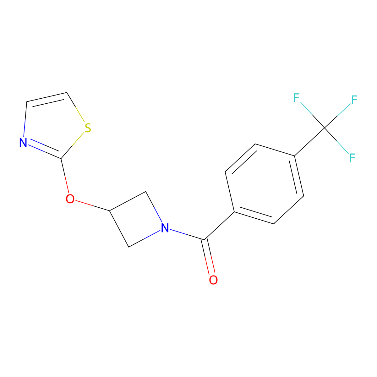 (3-(Thiazol-2-yloxy)azetidin-1-yl)(4-(trifluoromethyl)phenyl)methanone molecular structure, CAS 1798537-61-7