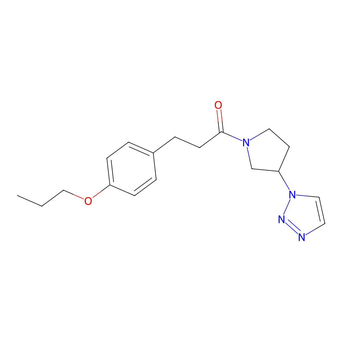 1-(3-(1H-1,2,3-triazol-1-yl)pyrrolidin-1-yl)-3-(4-propoxyphenyl)propan-1-one molecular structure, CAS 1798537-99-1