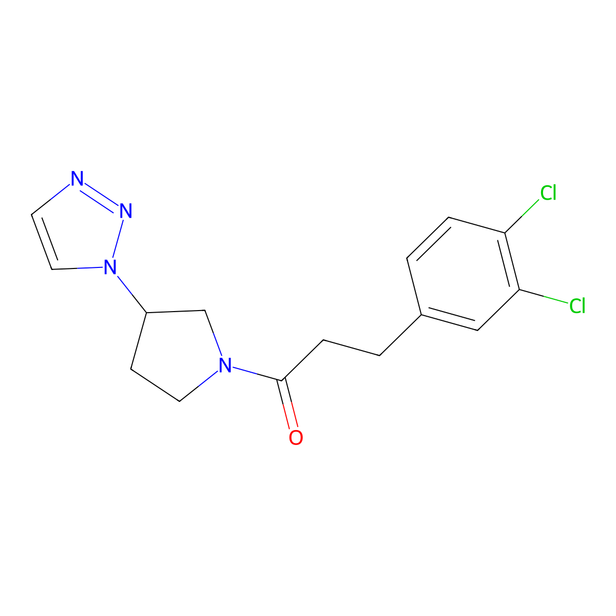 1-(3-(1H-1,2,3-triazol-1-yl)pyrrolidin-1-yl)-3-(3,4-dichlorophenyl)propan-1-one molecular structure, CAS 1798538-07-4