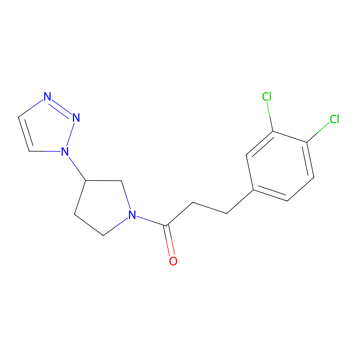 1-(3-(1H-1,2,3-triazol-1-yl)pyrrolidin-1-yl)-3-(3,4-dichlorophenyl)propan-1-one molecular structure, CAS 1798538-07-4