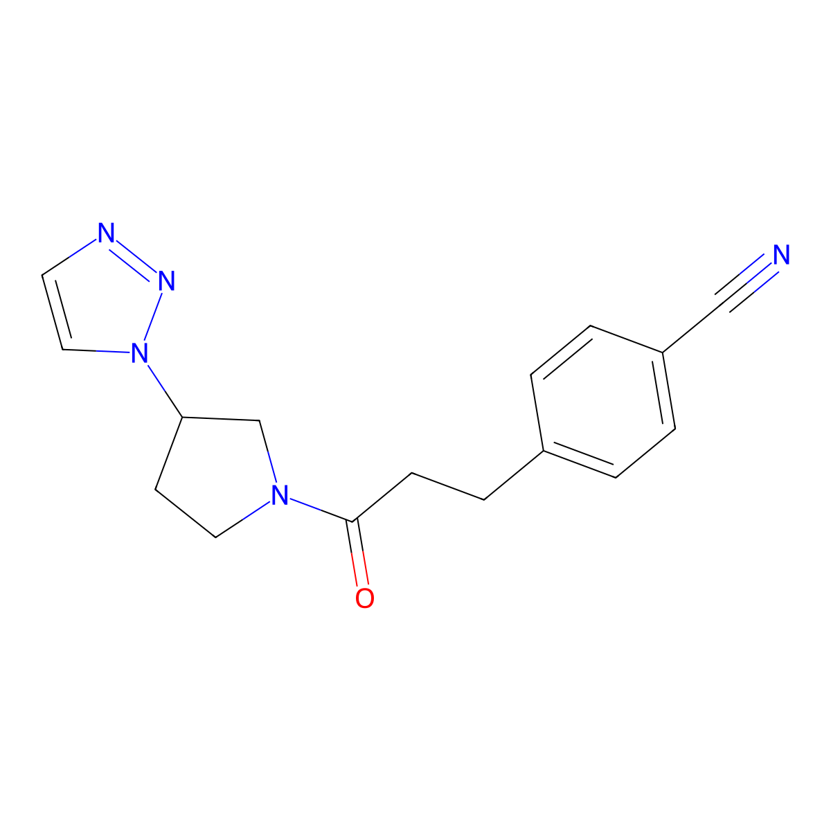 4-(3-(3-(1H-1,2,3-triazol-1-yl)pyrrolidin-1-yl)-3-oxopropyl)benzonitrile molecular structure, CAS 1798538-11-0