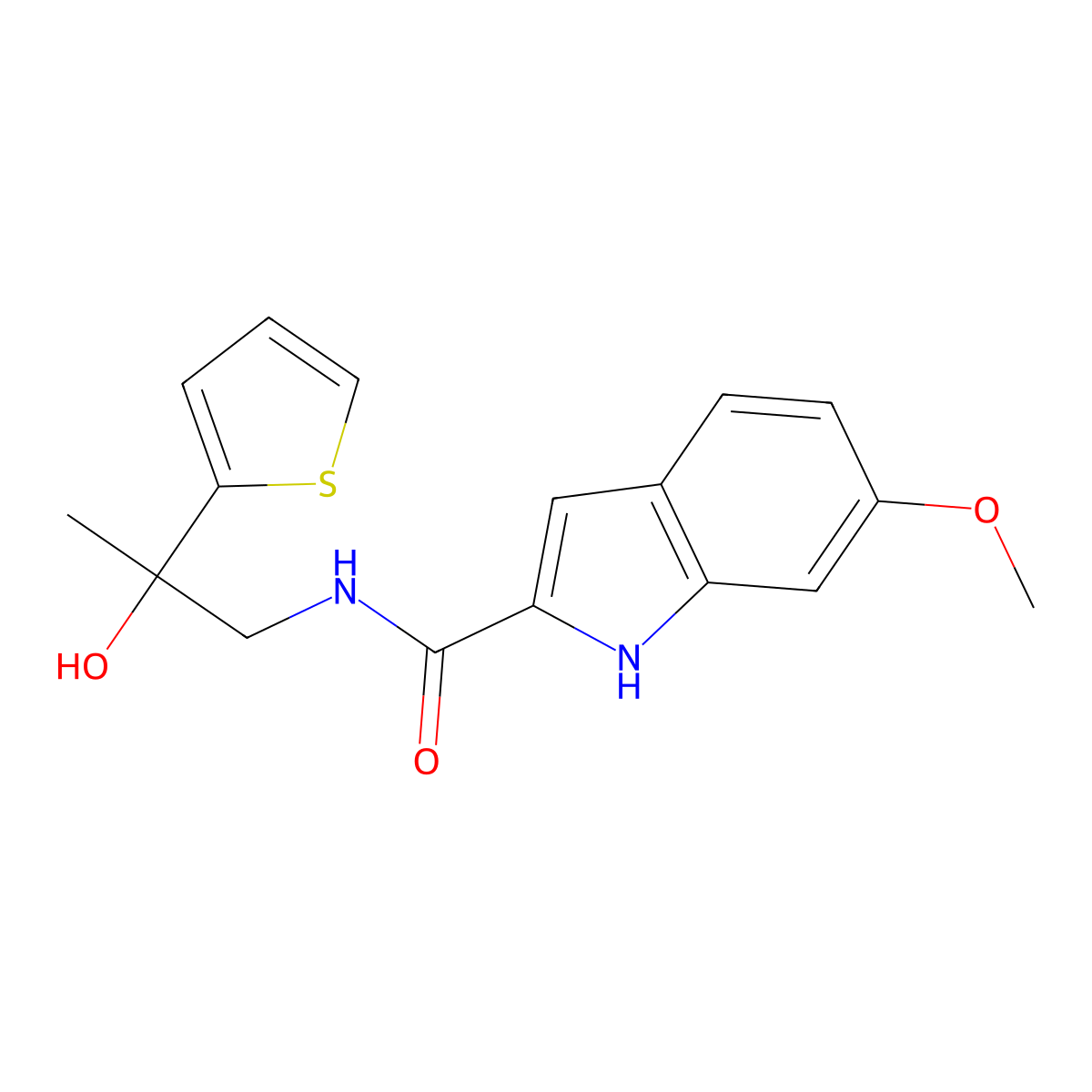 N-[2-hydroxy-2-(thiophen-2-yl)propyl]-6-methoxy-1H-indole-2-carboxamide molecular structure, CAS 1798538-25-6