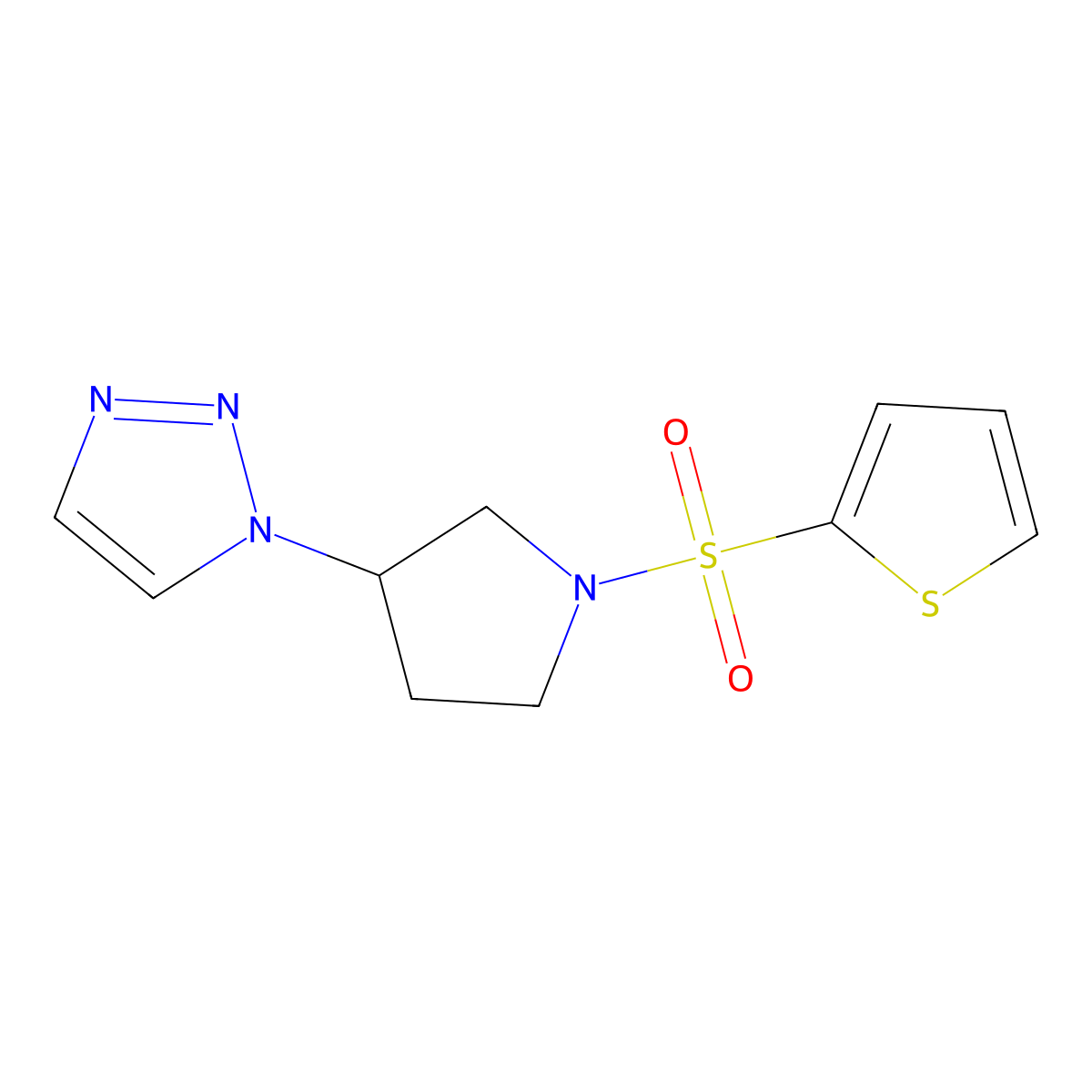 1-(1-(thiophen-2-ylsulfonyl)pyrrolidin-3-yl)-1H-1,2,3-triazole molecular structure, CAS 1798538-29-0