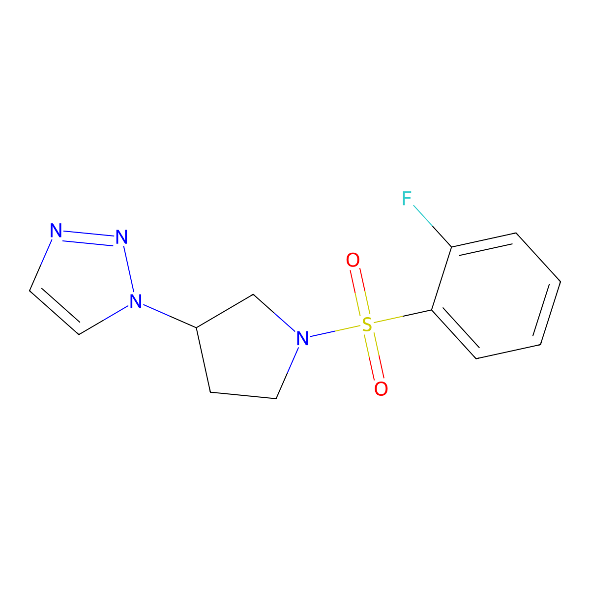 1-(1-((2-fluorophenyl)sulfonyl)pyrrolidin-3-yl)-1H-1,2,3-triazole molecular structure, CAS 1798538-36-9
