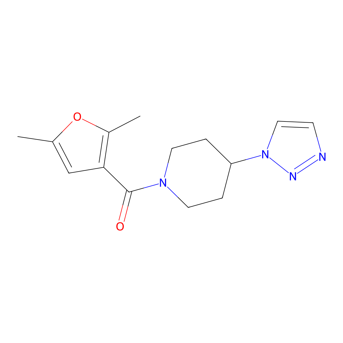 (4-(1H-1,2,3-triazol-1-yl)piperidin-1-yl)(2,5-dimethylfuran-3-yl)methanone molecular structure, CAS 1798538-53-0