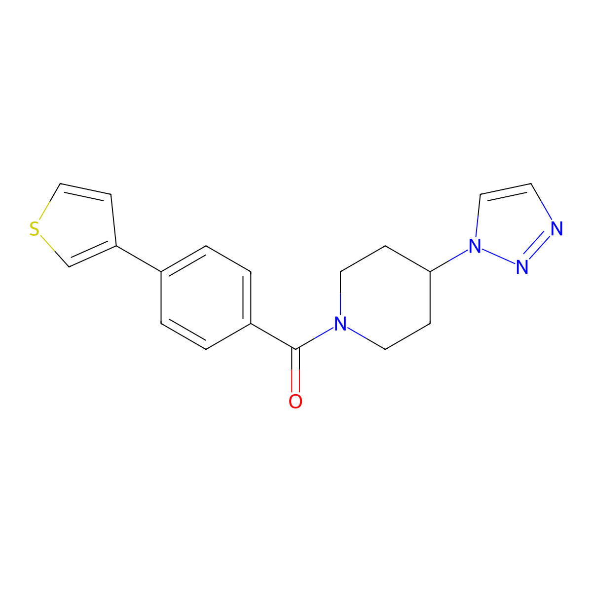 (4-(1H-1,2,3-triazol-1-yl)piperidin-1-yl)(4-(thiophen-3-yl)phenyl)methanone molecular structure, CAS 1798538-63-2