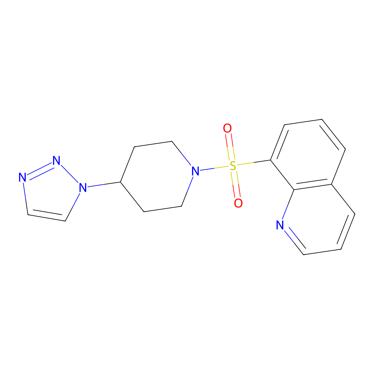 8-((4-(1H-1,2,3-triazol-1-yl)piperidin-1-yl)sulfonyl)quinoline molecular structure, CAS 1798539-17-9