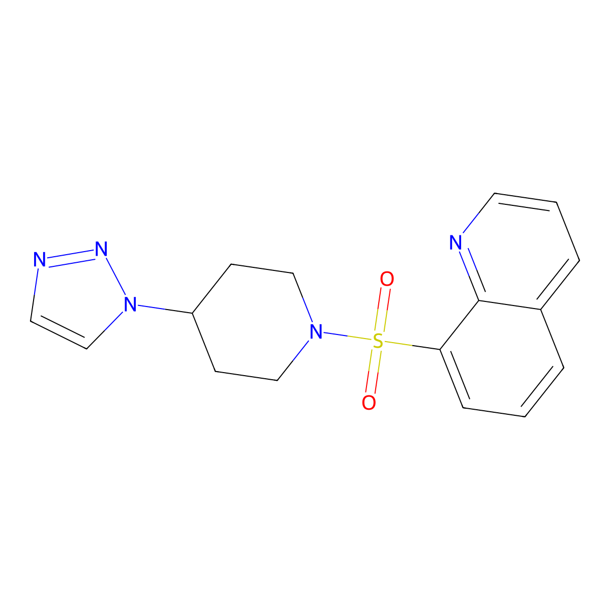 8-((4-(1H-1,2,3-triazol-1-yl)piperidin-1-yl)sulfonyl)quinoline molecular structure, CAS 1798539-17-9