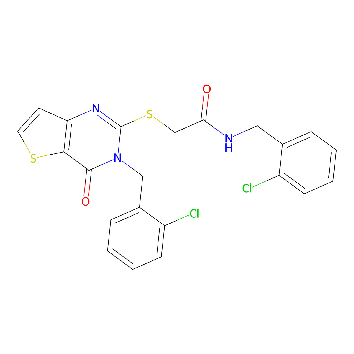 N-(2-chlorobenzyl)-2-((3-(2-chlorobenzyl)-4-oxo-3,4-dihydrothieno[3,2-d]pyrimidin-2-yl)thio)acetamide molecular structure, CAS 1798539-21-5