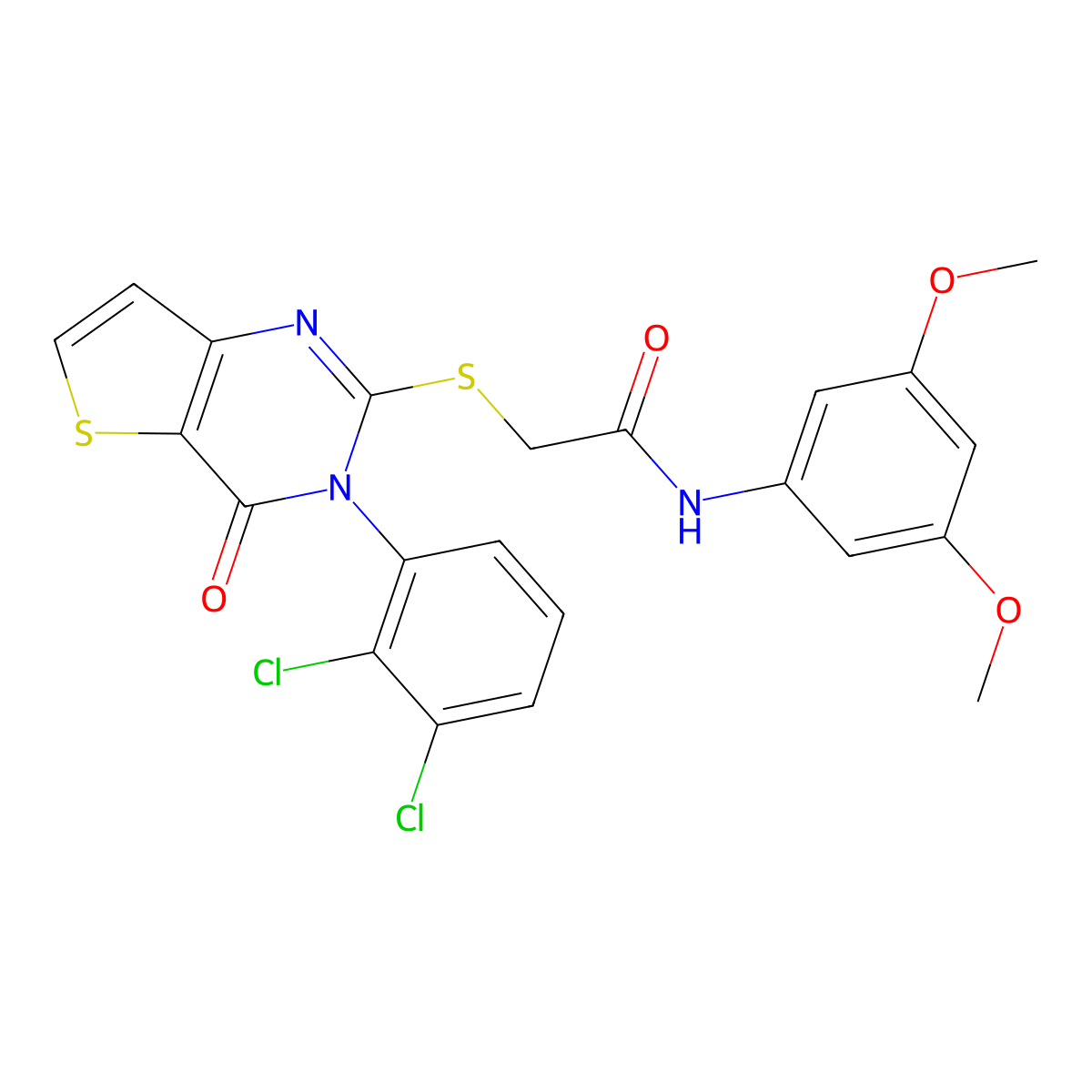 2-((3-(2,3-dichlorophenyl)-4-oxo-3,4-dihydrothieno[3,2-d]pyrimidin-2-yl)thio)-N-(3,5-dimethoxyphenyl)acetamide molecular structure, CAS 1798539-29-3