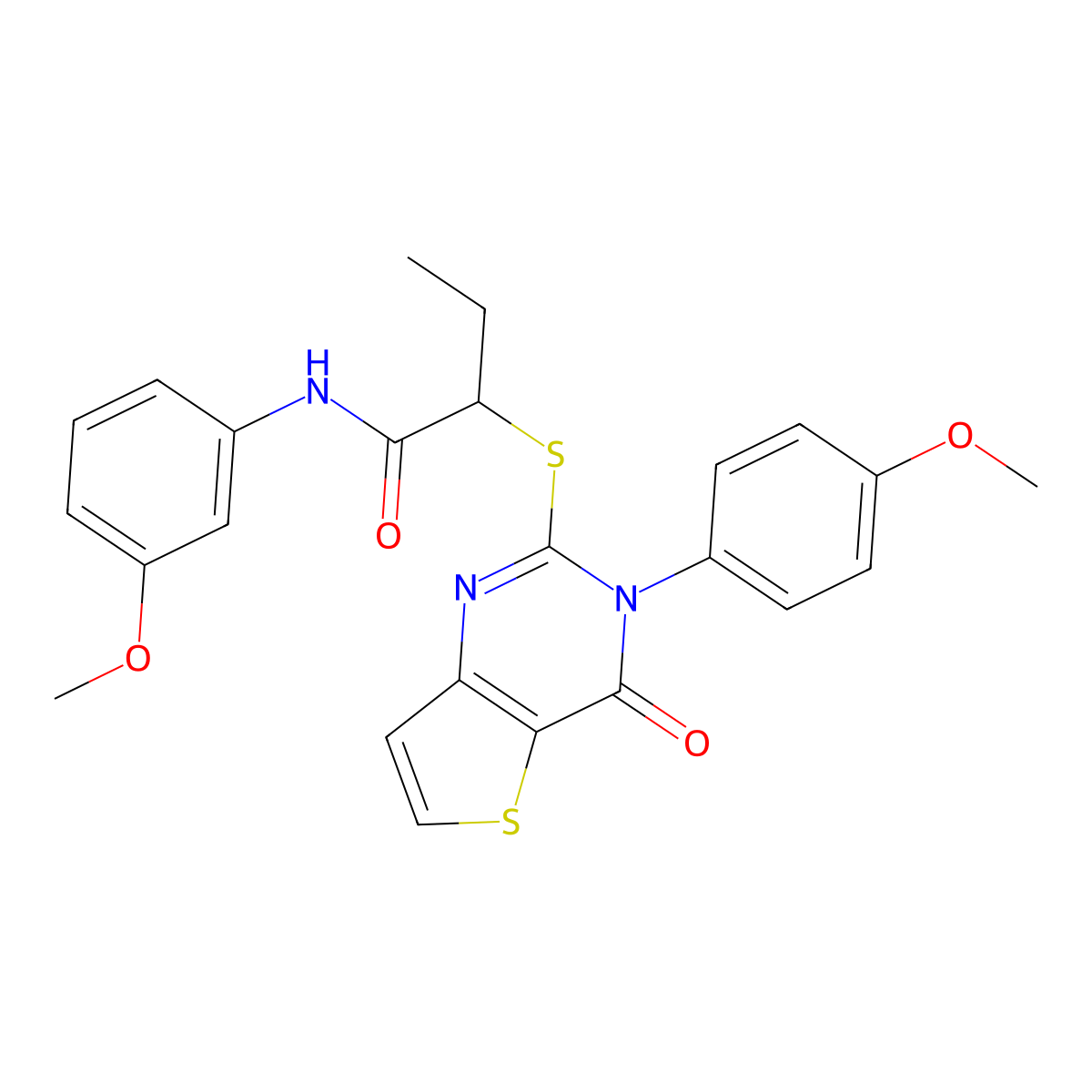 N-(3-methoxyphenyl)-2-((3-(4-methoxyphenyl)-4-oxo-3,4-dihydrothieno[3,2-d]pyrimidin-2-yl)thio)butanamide molecular structure, CAS 1798539-38-4