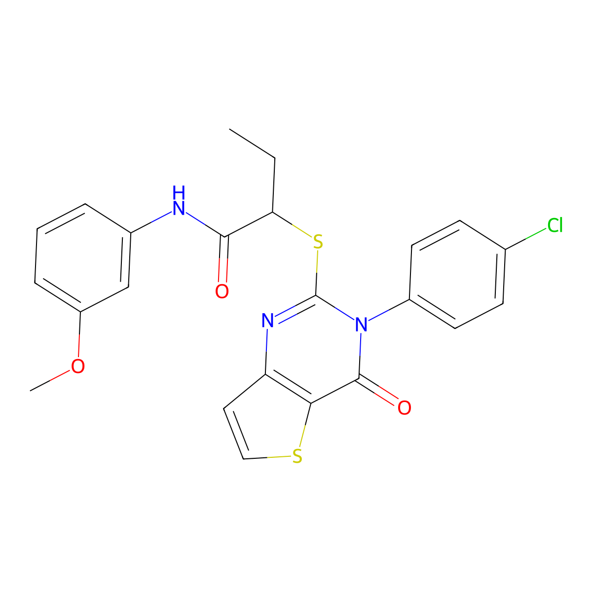 2-{[3-(4-chlorophenyl)-4-oxo-3H,4H-thieno[3,2-d]pyrimidin-2-yl]sulfanyl}-N-(3-methoxyphenyl)butanamide molecular structure, CAS 1798539-44-2