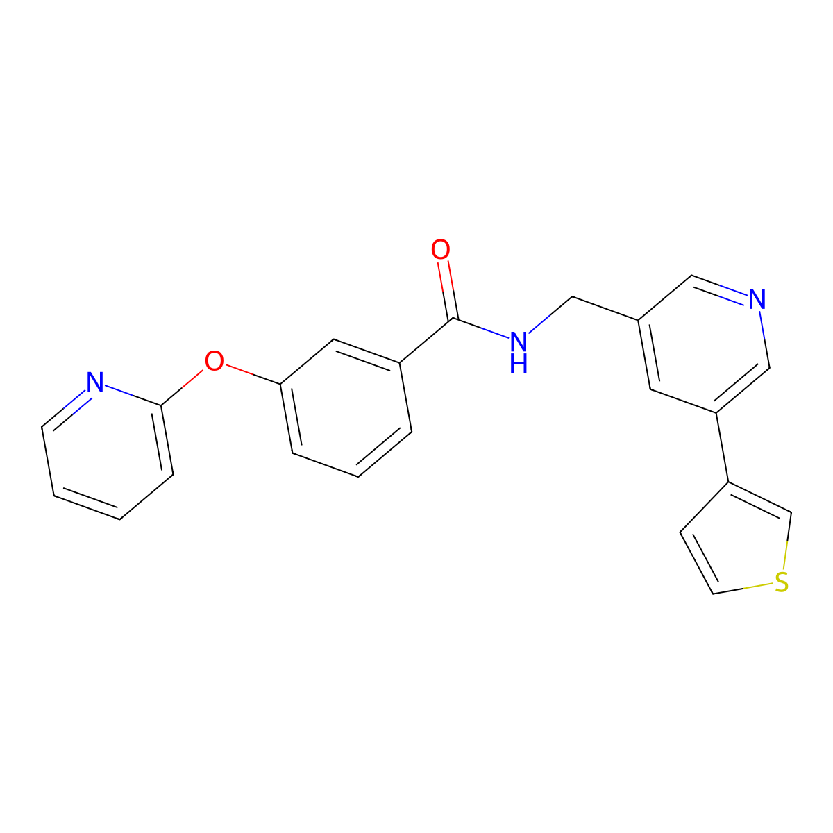 3-(pyridin-2-yloxy)-N-((5-(thiophen-3-yl)pyridin-3-yl)methyl)benzamide molecular structure, CAS 1798539-45-3