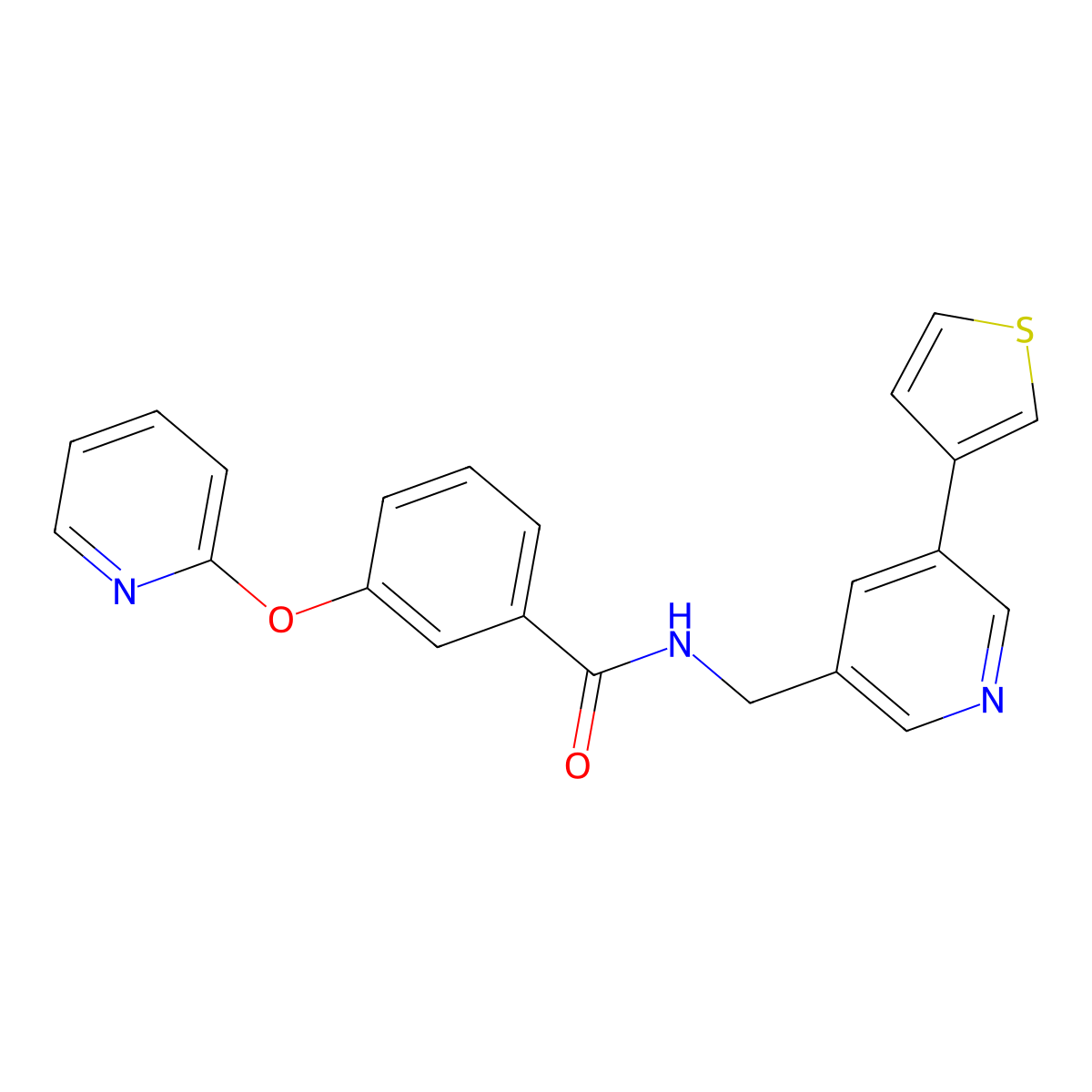 3-(pyridin-2-yloxy)-N-((5-(thiophen-3-yl)pyridin-3-yl)methyl)benzamide molecular structure, CAS 1798539-45-3