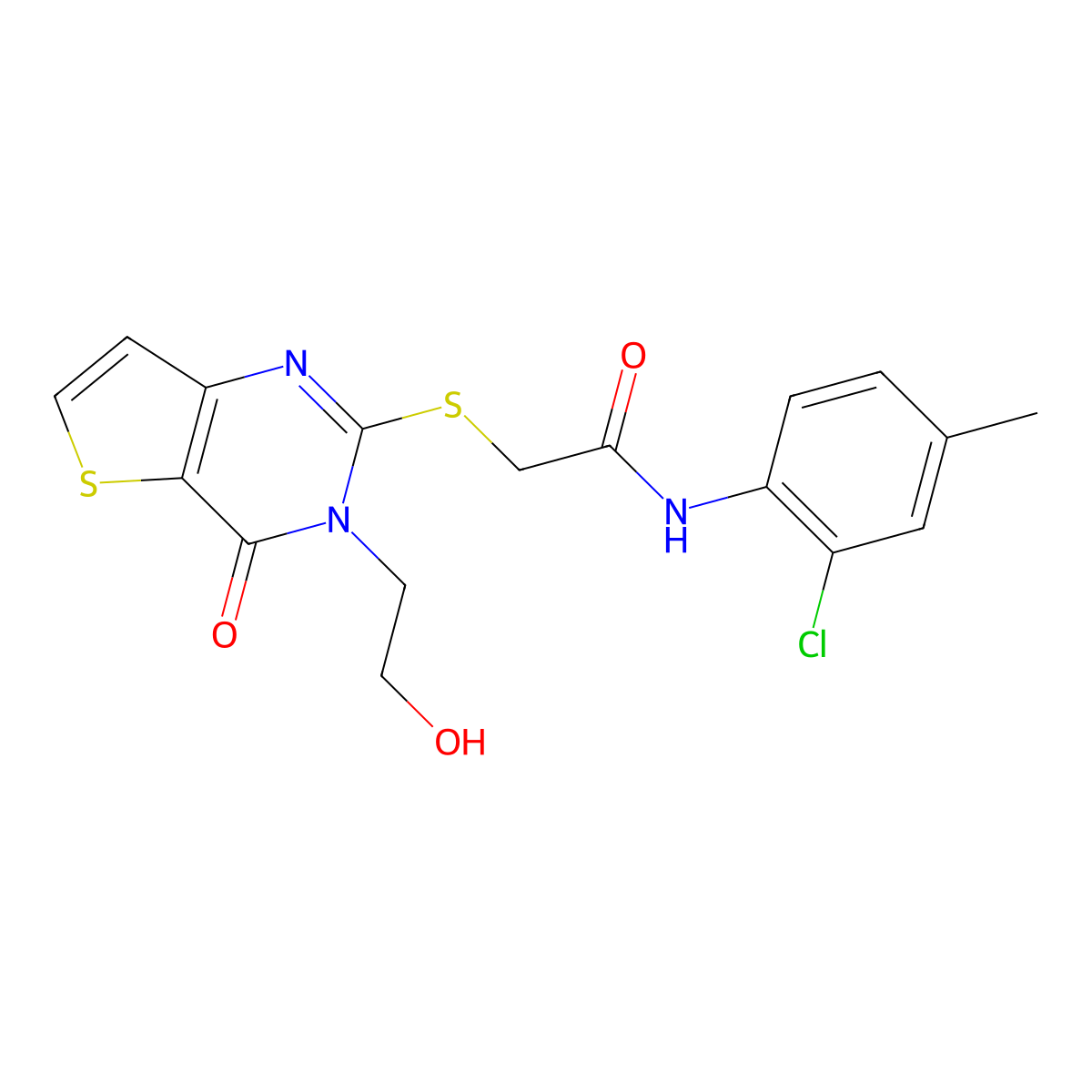 N-(2-chloro-4-methylphenyl)-2-((3-(2-hydroxyethyl)-4-oxo-3,4-dihydrothieno[3,2-d]pyrimidin-2-yl)thio)acetamide molecular structure, CAS 1798539-51-1