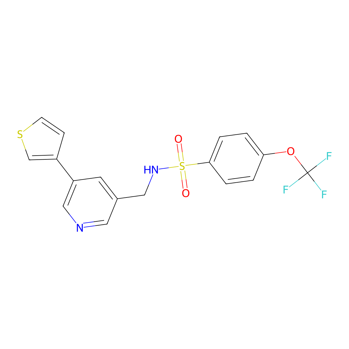 N-((5-(thiophen-3-yl)pyridin-3-yl)methyl)-4-(trifluoromethoxy)benzenesulfonamide molecular structure, CAS 1798539-66-8
