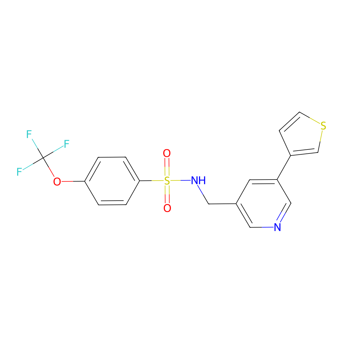 N-((5-(thiophen-3-yl)pyridin-3-yl)methyl)-4-(trifluoromethoxy)benzenesulfonamide molecular structure, CAS 1798539-66-8