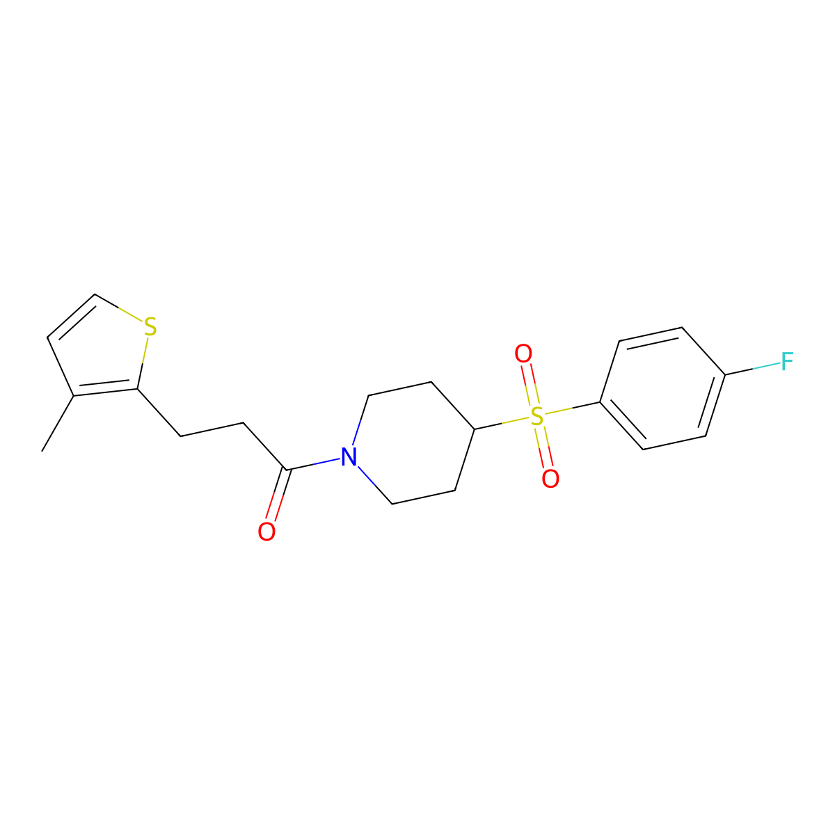 1-(4-((4-Fluorophenyl)sulfonyl)piperidin-1-yl)-3-(3-methylthiophen-2-yl)propan-1-one molecular structure, CAS 1798540-02-9