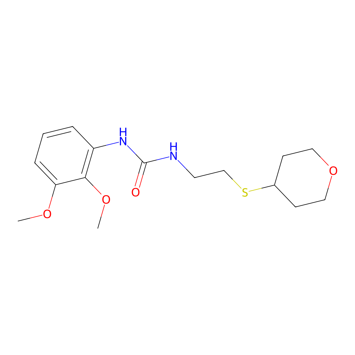 1-(2,3-dimethoxyphenyl)-3-(2-((tetrahydro-2H-pyran-4-yl)thio)ethyl)urea molecular structure, CAS 1798540-07-4
