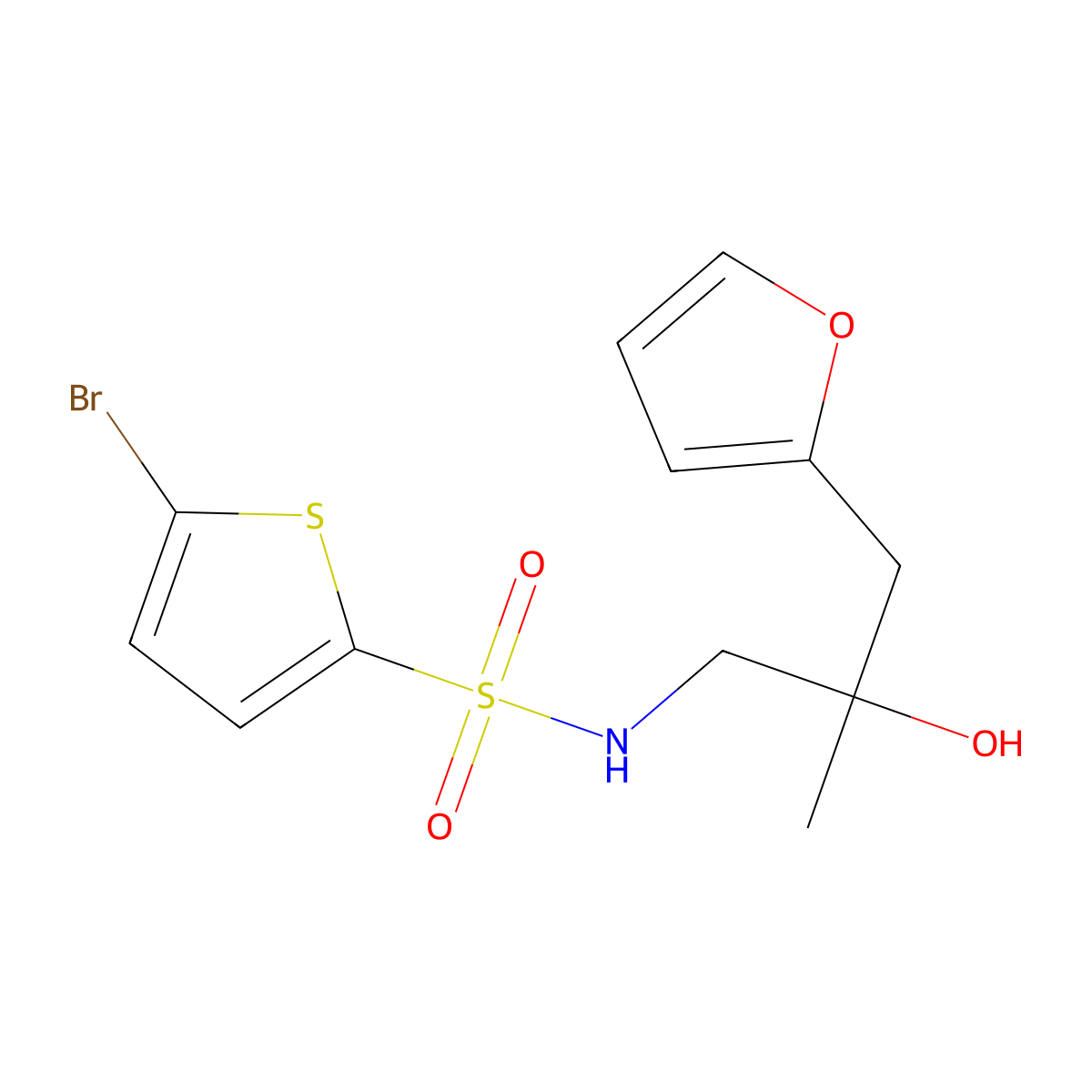 5-bromo-N-[3-(furan-2-yl)-2-hydroxy-2-methylpropyl]thiophene-2-sulfonamide molecular structure, CAS 1798540-15-4