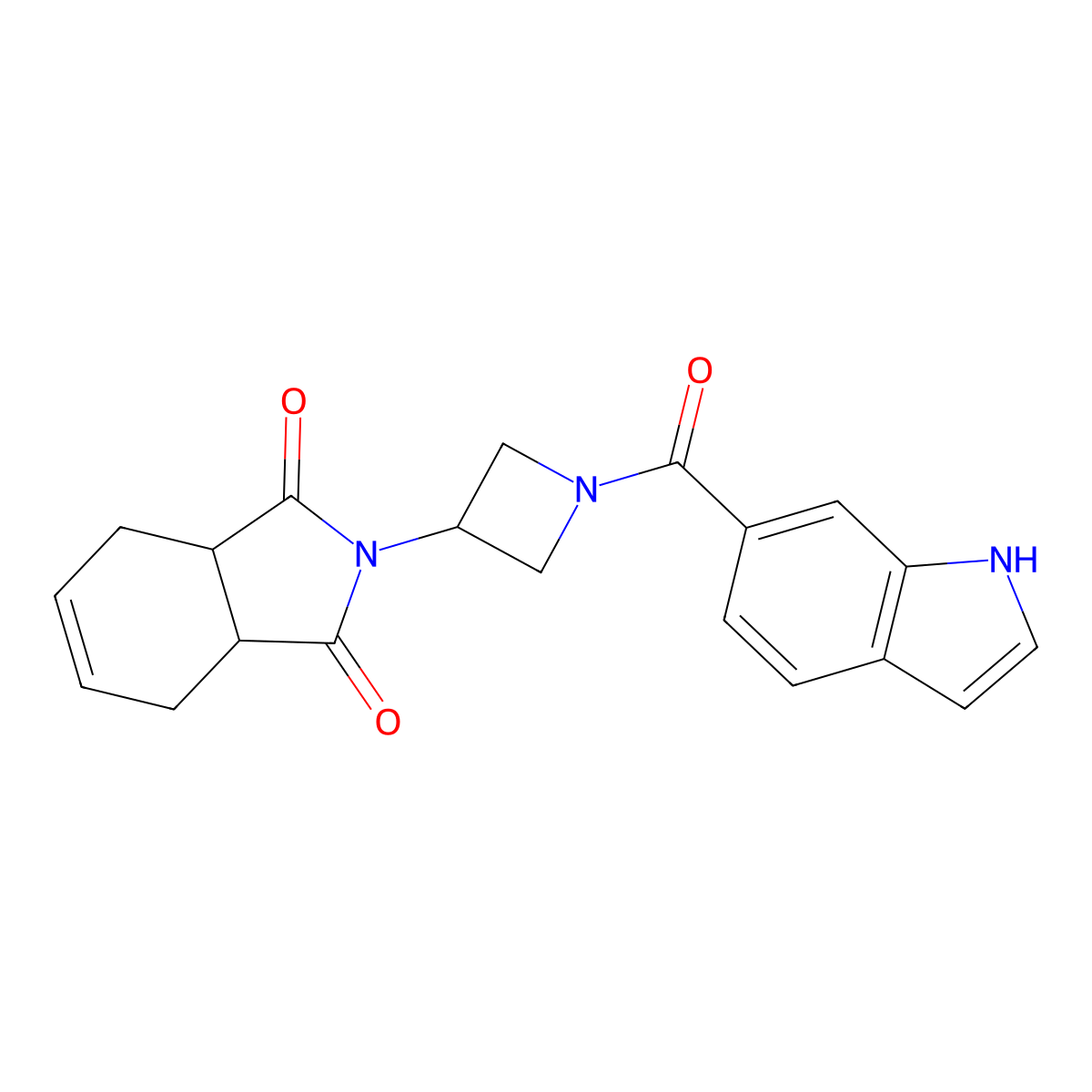 2-(1-(1H-indole-6-carbonyl)azetidin-3-yl)-3a,4,7,7a-tetrahydro-1H-isoindole-1,3(2H)-dione molecular structure, CAS 1798540-27-8