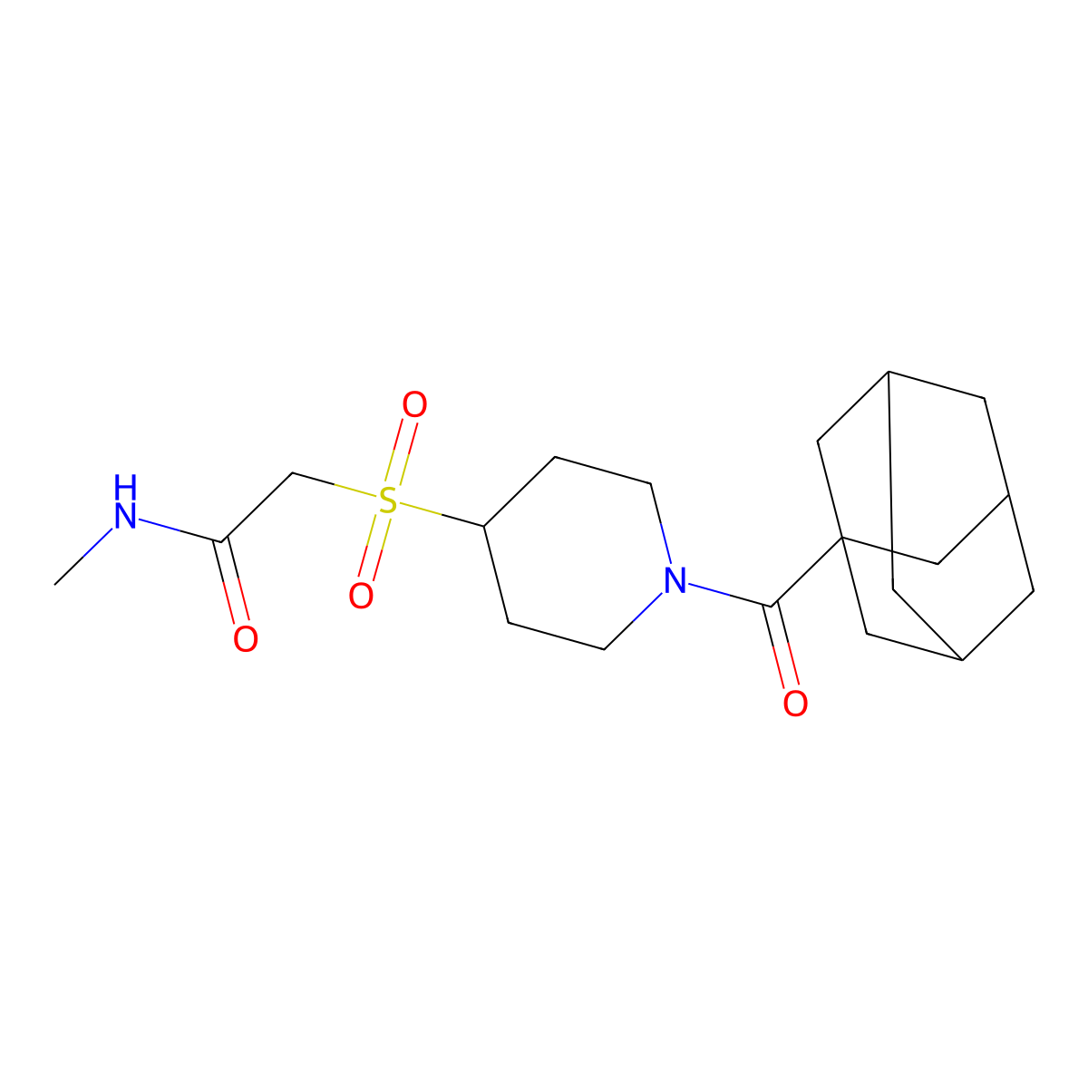 2-{[1-(adamantane-1-carbonyl)piperidin-4-yl]sulfonyl}-N-methylacetamide molecular structure, CAS 1798540-45-0