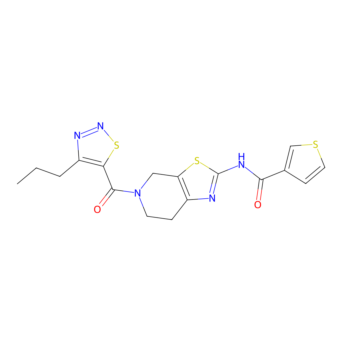 N-(5-(4-propyl-1,2,3-thiadiazole-5-carbonyl)-4,5,6,7-tetrahydrothiazolo[5,4-c]pyridin-2-yl)thiophene-3-carboxamide molecular structure, CAS 1798540-46-1