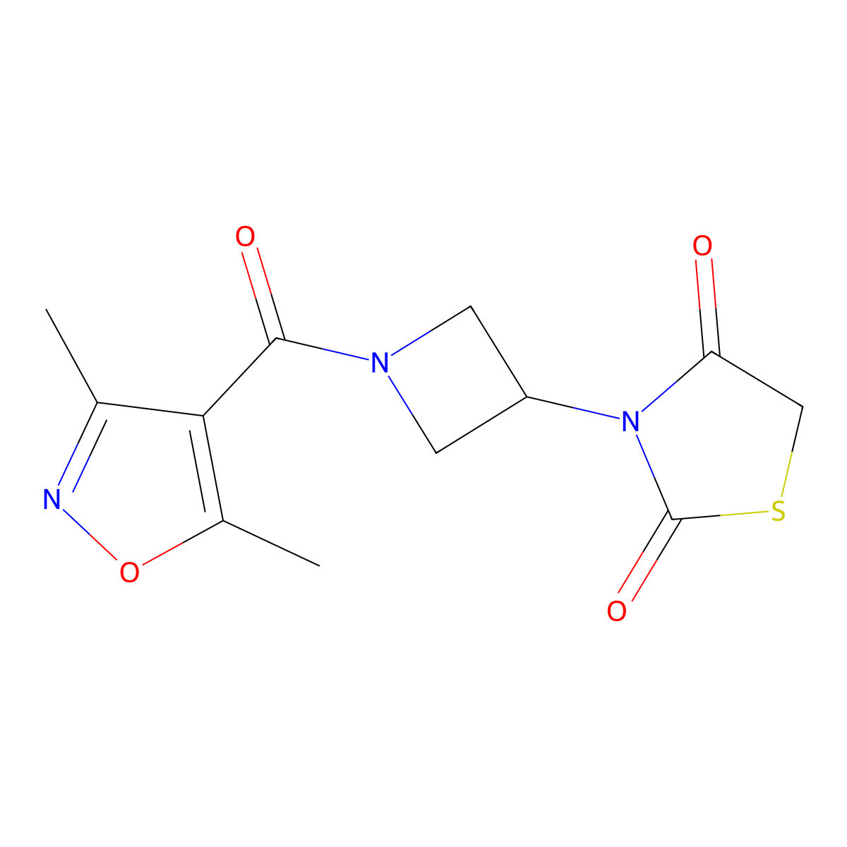 3-(1-(3,5-Dimethylisoxazole-4-carbonyl)azetidin-3-yl)thiazolidine-2,4-dione molecular structure, CAS 1798540-50-7