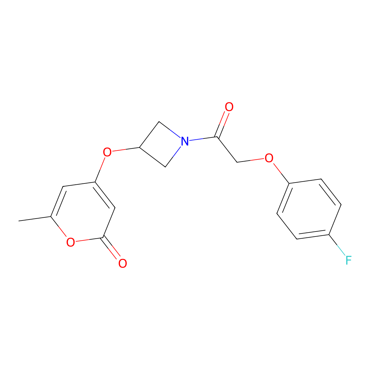 4-((1-(2-(4-fluorophenoxy)acetyl)azetidin-3-yl)oxy)-6-methyl-2H-pyran-2-one molecular structure, CAS 1798540-71-2