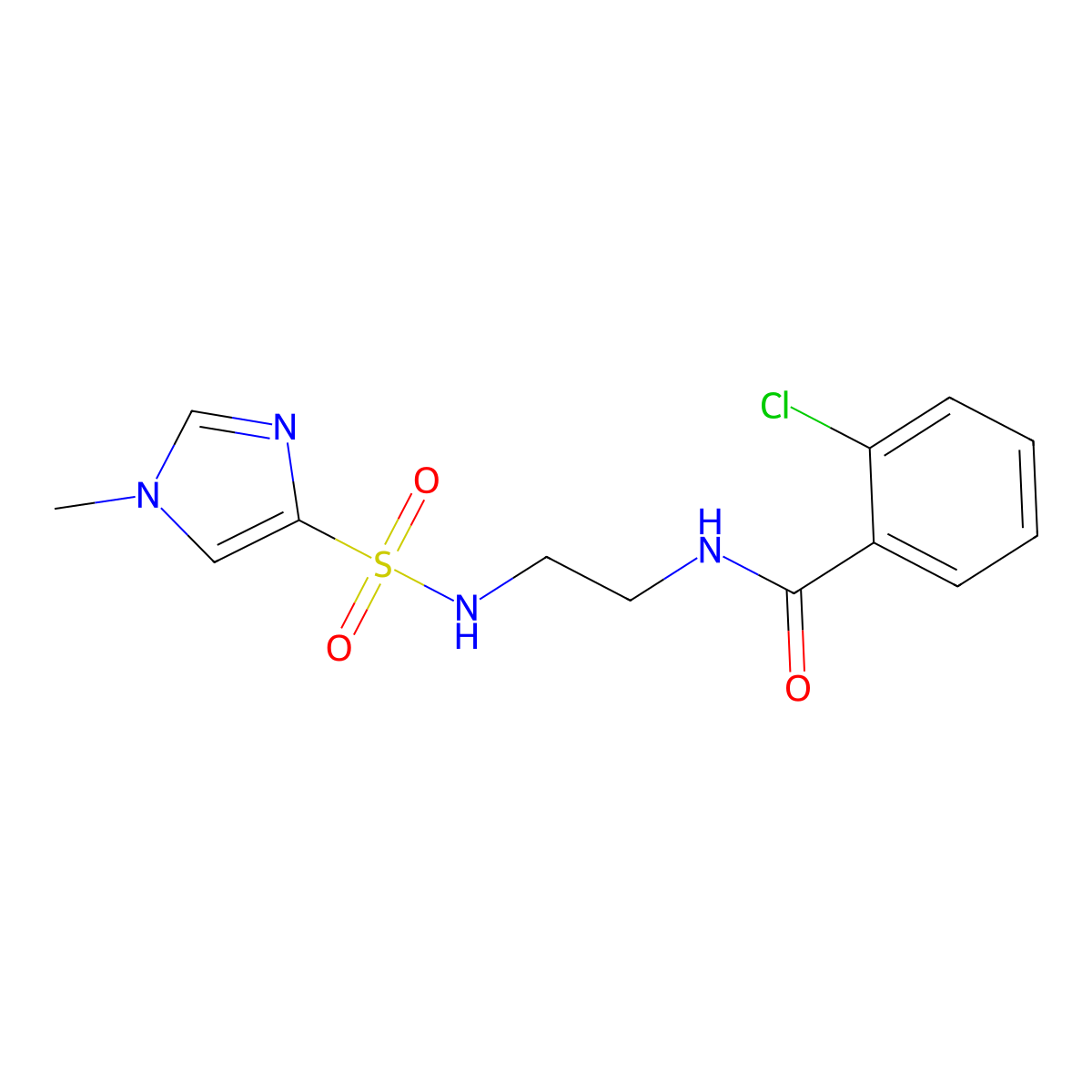 2-chloro-N-[2-(1-methyl-1H-imidazole-4-sulfonamido)ethyl]benzamide molecular structure, CAS 1798540-85-8