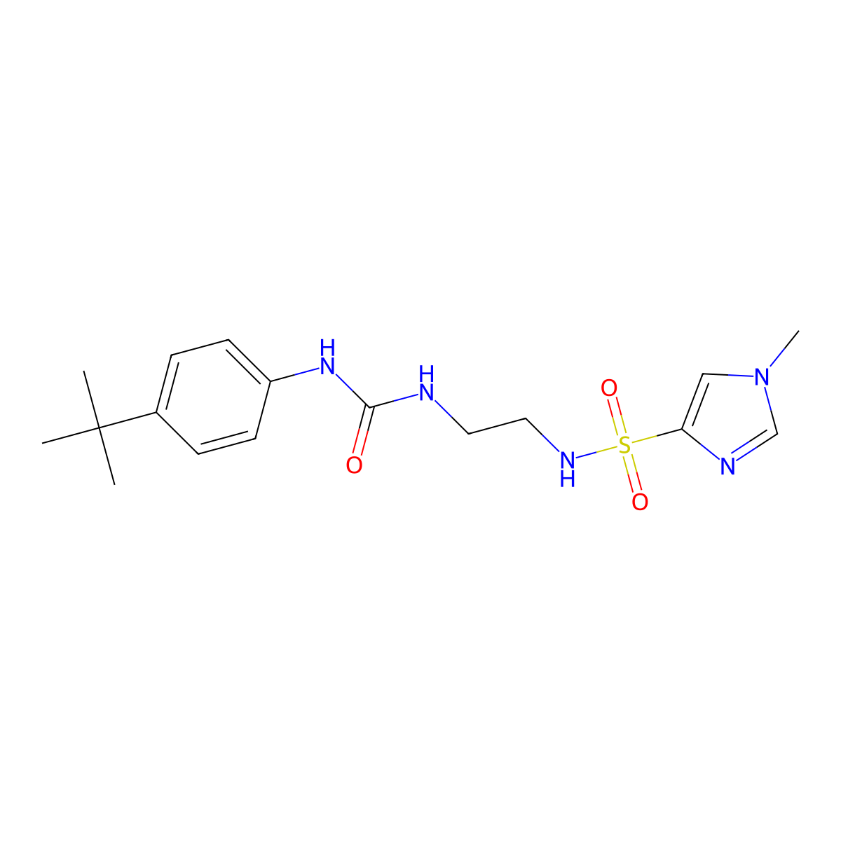 N-(2-(3-(4-(tert-butyl)phenyl)ureido)ethyl)-1-methyl-1H-imidazole-4-sulfonamide molecular structure, CAS 1798540-91-6