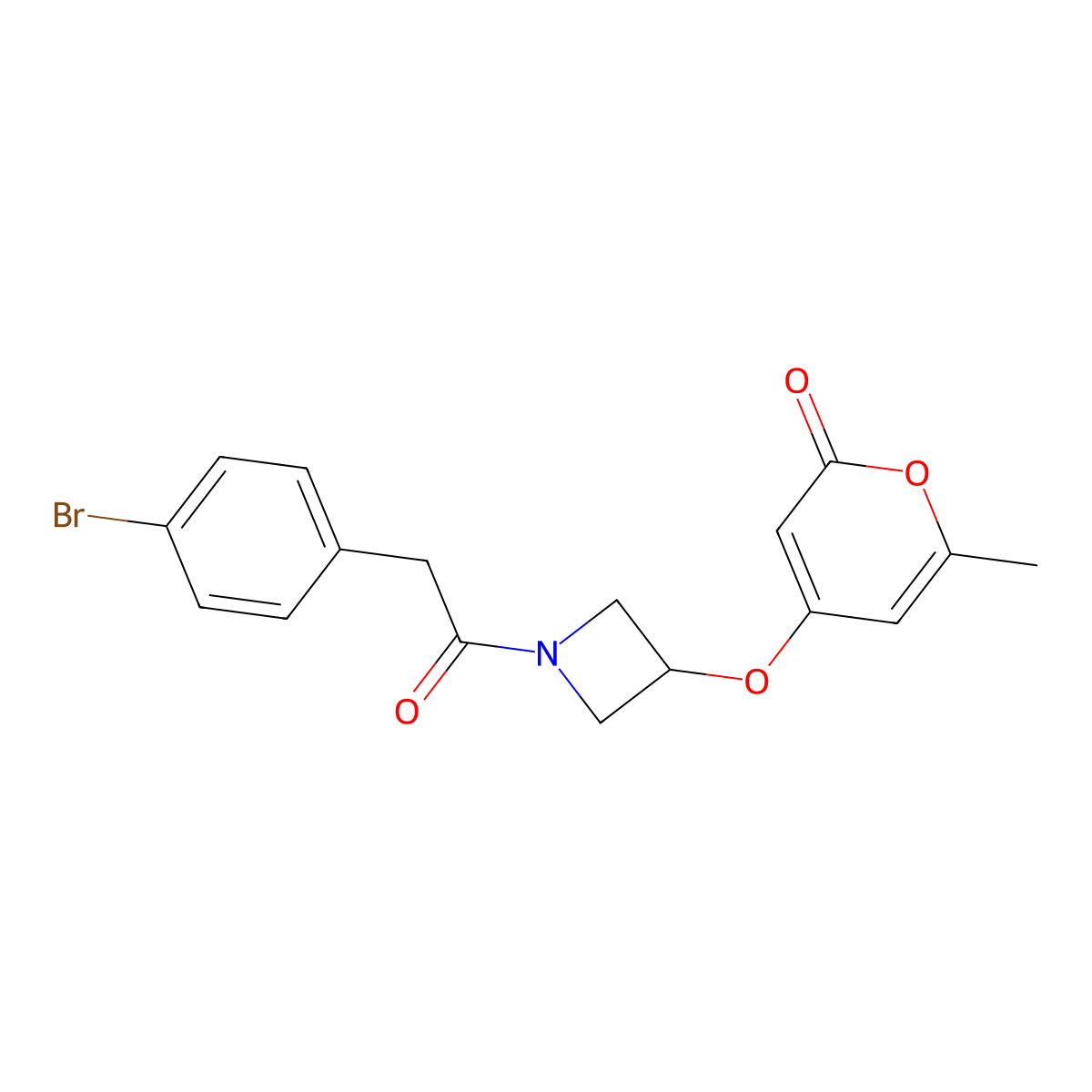 4-((1-(2-(4-bromophenyl)acetyl)azetidin-3-yl)oxy)-6-methyl-2H-pyran-2-one molecular structure, CAS 1798540-93-8