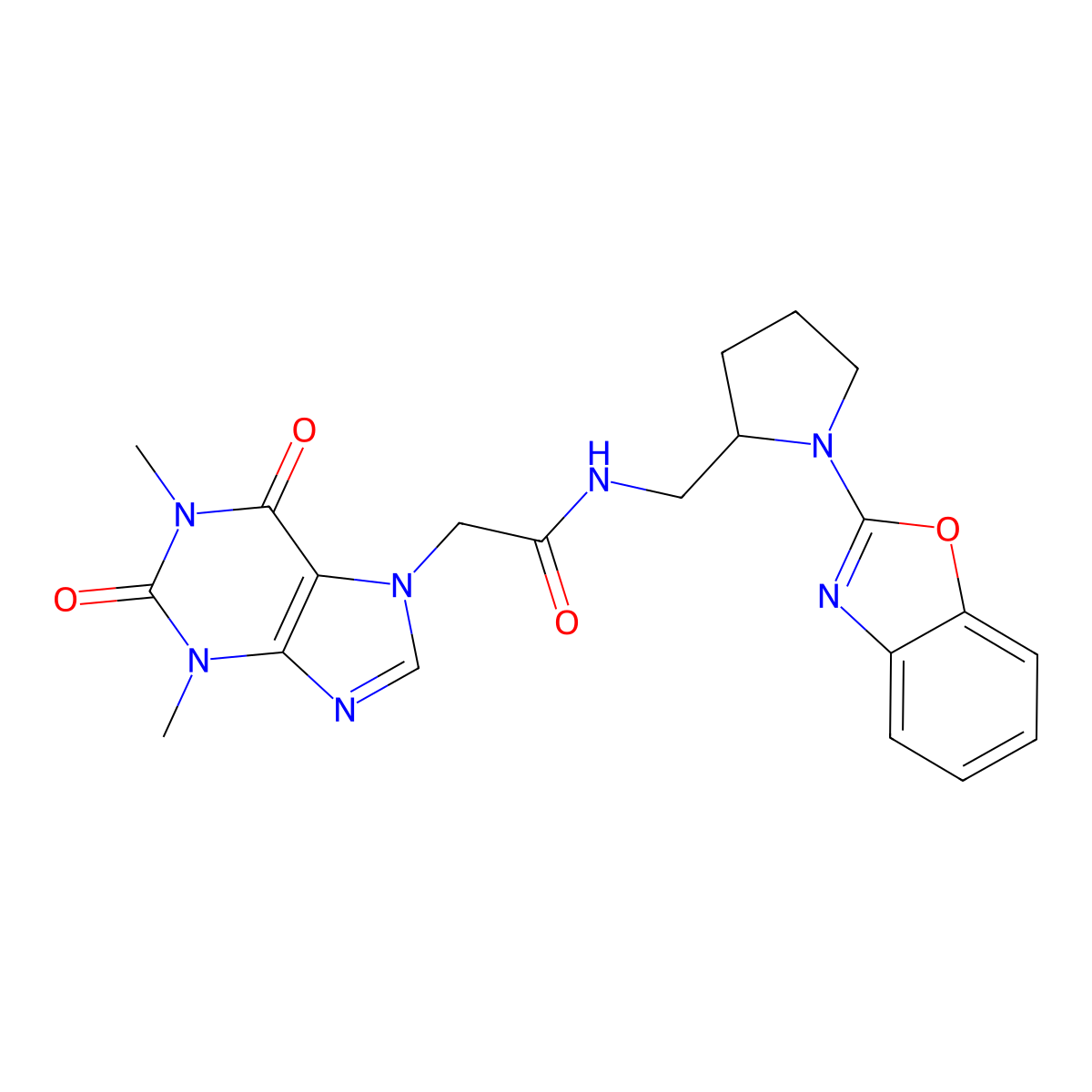 N-[[1-(1,3-Benzoxazol-2-yl)pyrrolidin-2-yl]methyl]-2-(1,3-dimethyl-2,6-dioxopurin-7-yl)acetamide molecular structure, CAS 1798541-01-1