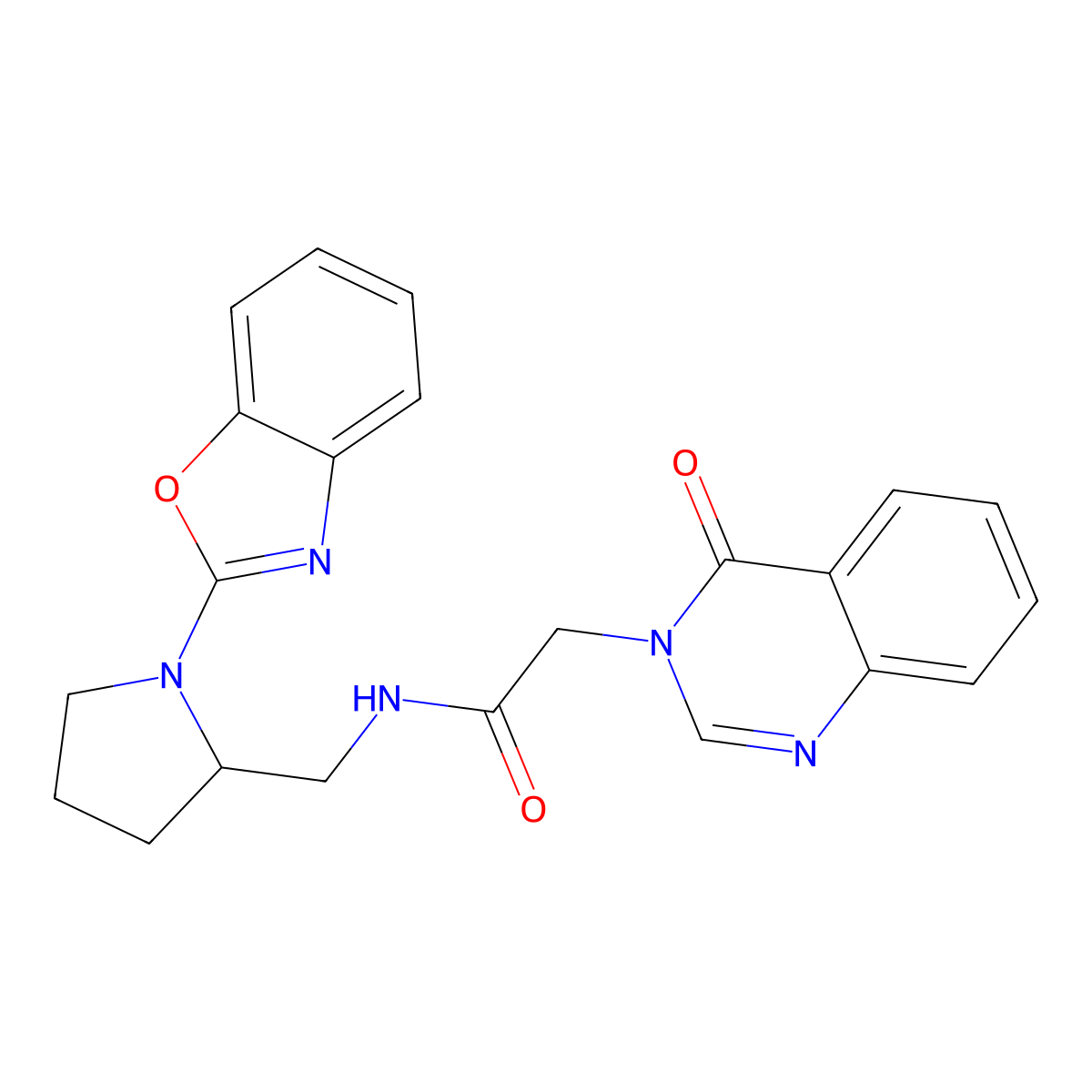 N-((1-(benzo[d]oxazol-2-yl)pyrrolidin-2-yl)methyl)-2-(4-oxoquinazolin-3(4H)-yl)acetamide molecular structure, CAS 1798541-18-0