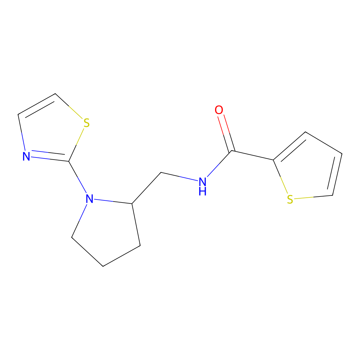 N-((1-(thiazol-2-yl)pyrrolidin-2-yl)methyl)thiophene-2-carboxamide molecular structure, CAS 1798541-24-8