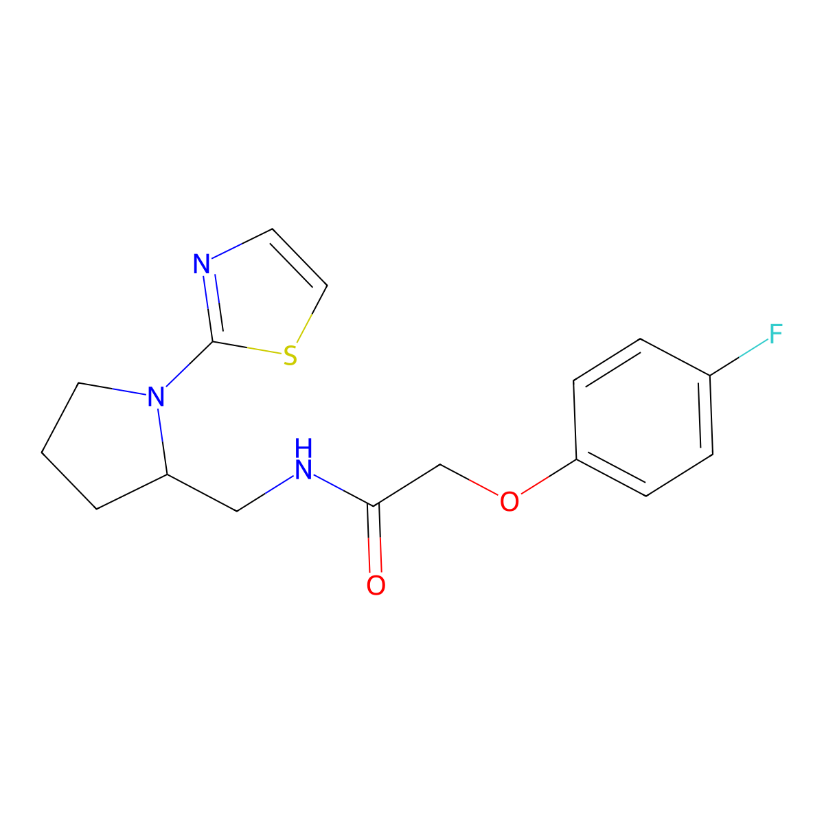 2-(4-fluorophenoxy)-N-((1-(thiazol-2-yl)pyrrolidin-2-yl)methyl)acetamide molecular structure, CAS 1798541-31-7
